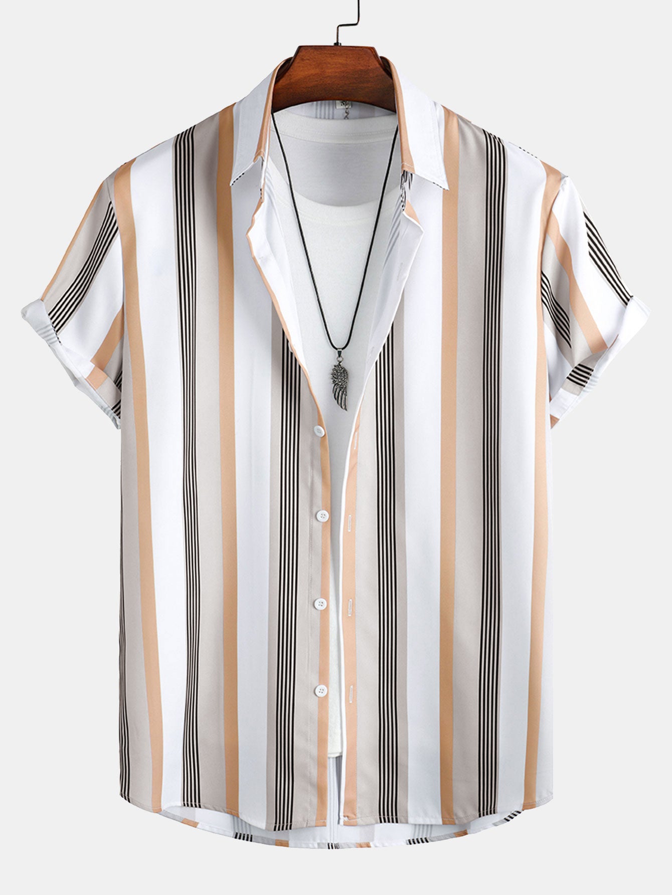 Stripe Print Button Up Shirt