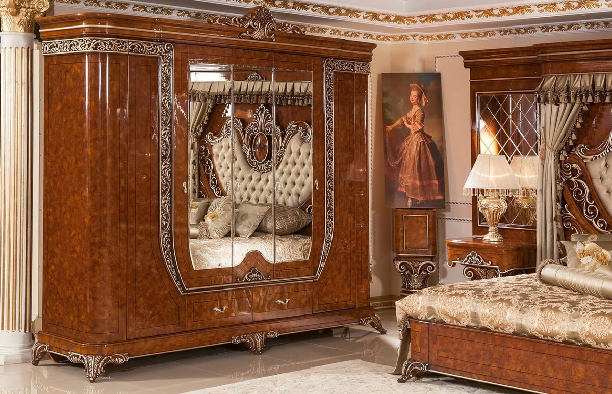 Luxury Baroque bedroom wardrobe brown / bronze - Magnificent solid wood wardrobe in Baroque style - Baroque bedroom & hotel furniture - Noble & magnificent