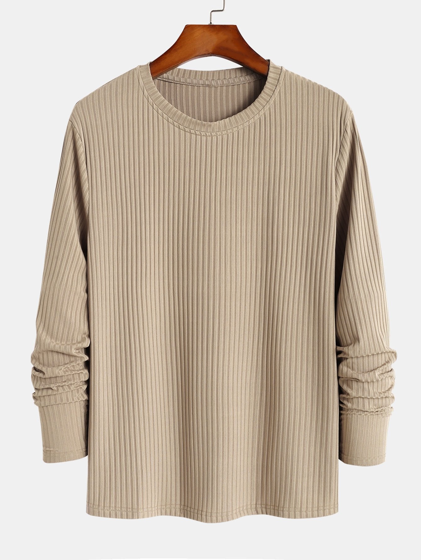 Muscle Fit Long Sleeved Ribbed T-Shirt