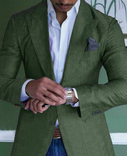 Casual Lapel Collar Two Button Chest Pocket Plain Blazer