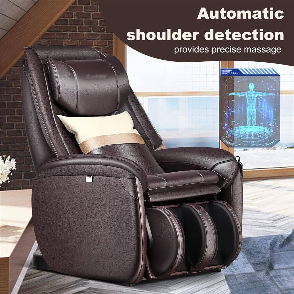 Walnut Full Body SL Track Zero Massage Chair w/Pillow Reversible Footrest Heat