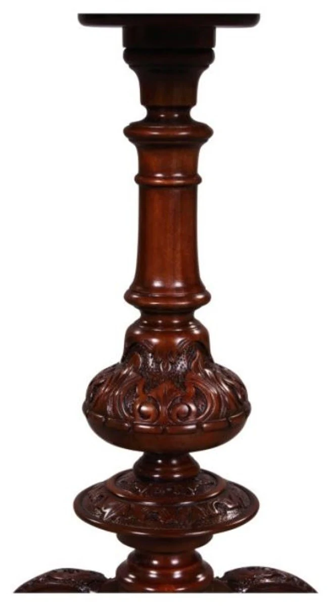 Luxury Art Nouveau mahogany side table brown Ø 50 x H. 74 cm - living room furniture