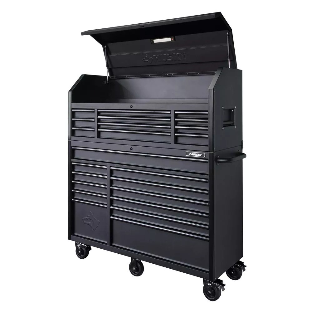 HEAVY-DUTY 56 IN. W 23-DRAWER, DEEP COMBINATION TOOL CHEST AND ROLLING CABINET SET IN MATTE BLACK