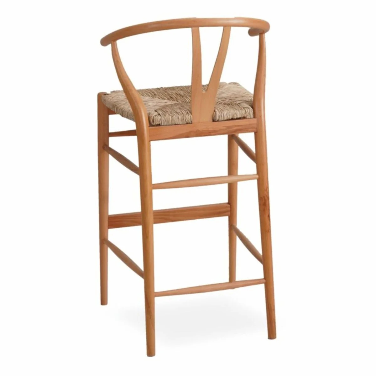 Luxury bar chair with armrests natural color H. 103 cm - solid wood bar furniture