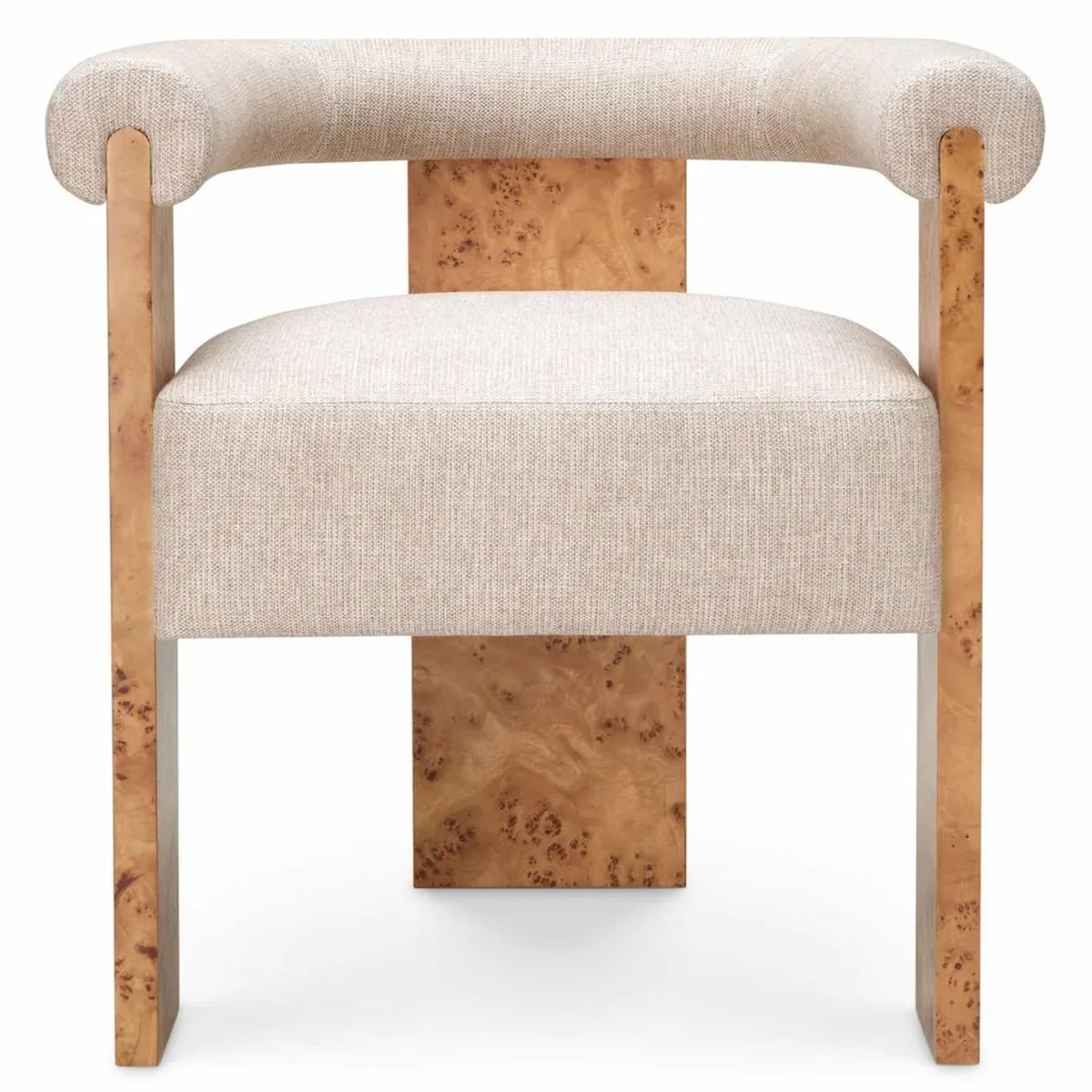 Luxury dining room chair with armrests natural color / light brown