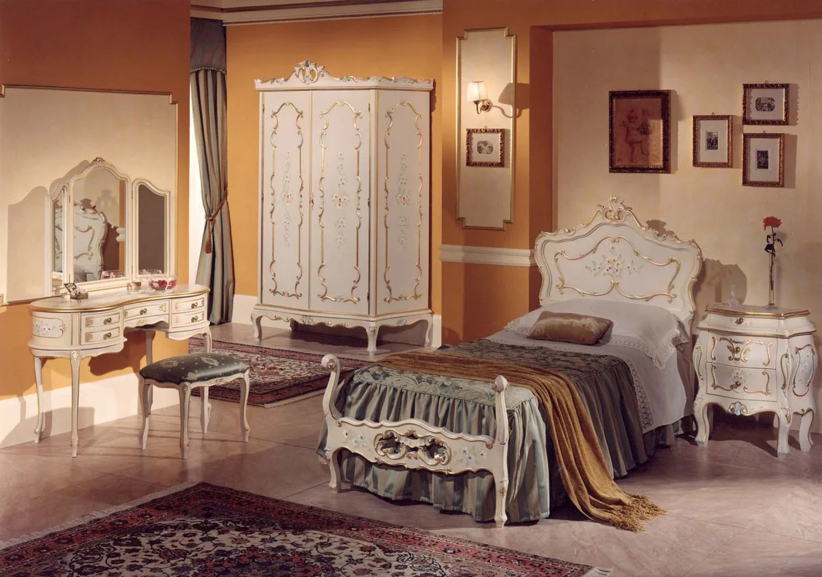 Luxury Baroque Bedroom Wardrobe Ivory / Multicolored / Gold - Magnificent Baroque Wardrobe - Luxury Bedroom Furniture in Baroque Style - Luxury Quality - Made in Italy