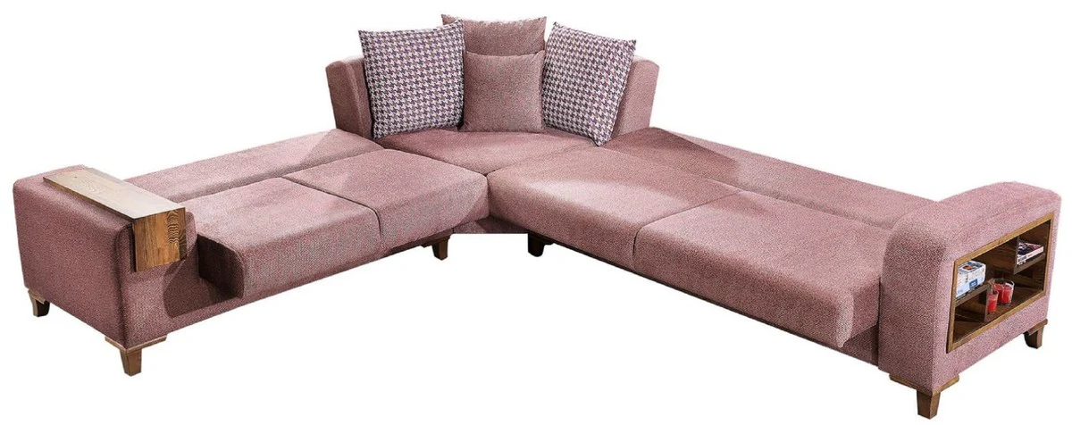 Luxury corner sofa bed pink / brown 330 x 270 x H. 80 cm - Modern corner sofa - Sofa bed - Living room sofa - Living room furniture