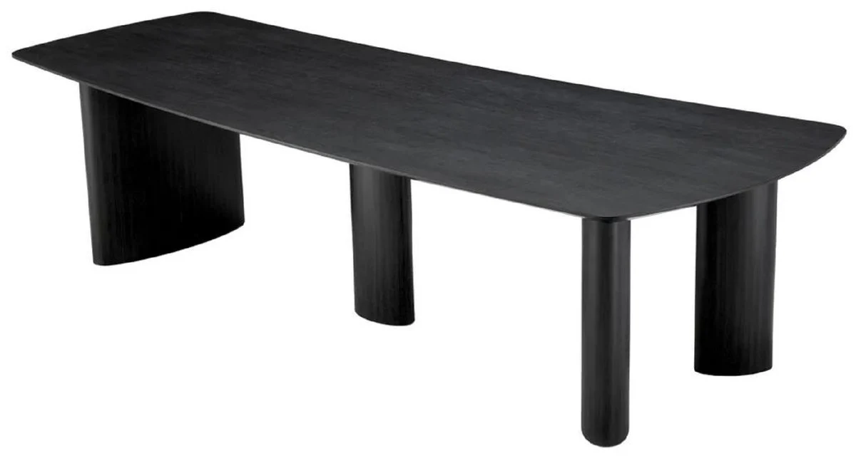 Luxury dining table black gray 300 x 120 x H. 76.5 cm - solid wood kitchen table with slightly curved table top - dining room furniture - kitchen furniture - luxury furniture - luxury furnishings