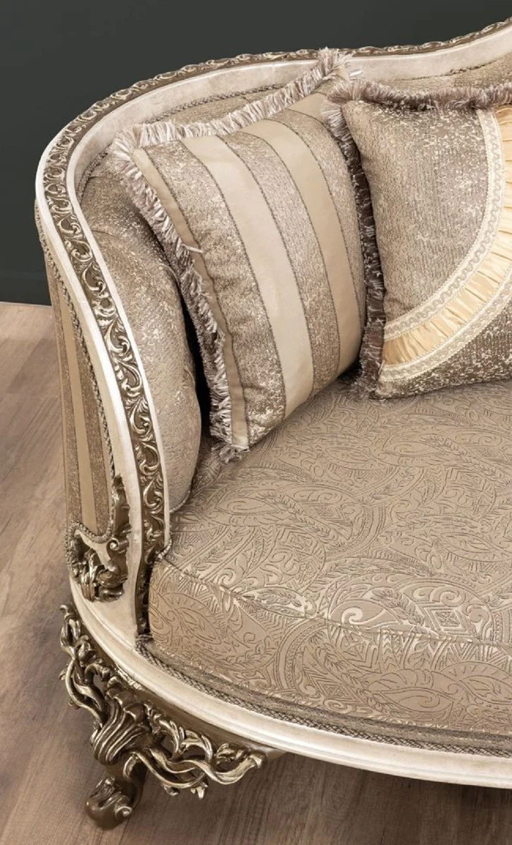 Luxury Baroque Sofa Beige / Cream / Brown / Gold - Magnificent living room sofa with elegant pattern - Baroque living room furniture