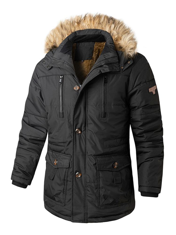 Faux Fur Collar Detachable Hooded Coat