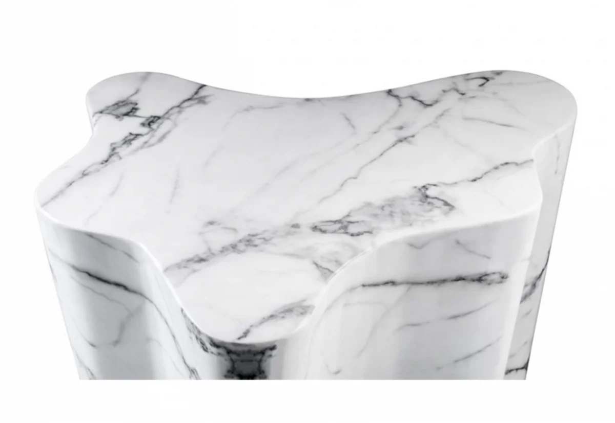 Luxury Art Deco designer side table made of white faux marble - Luxury designer side table