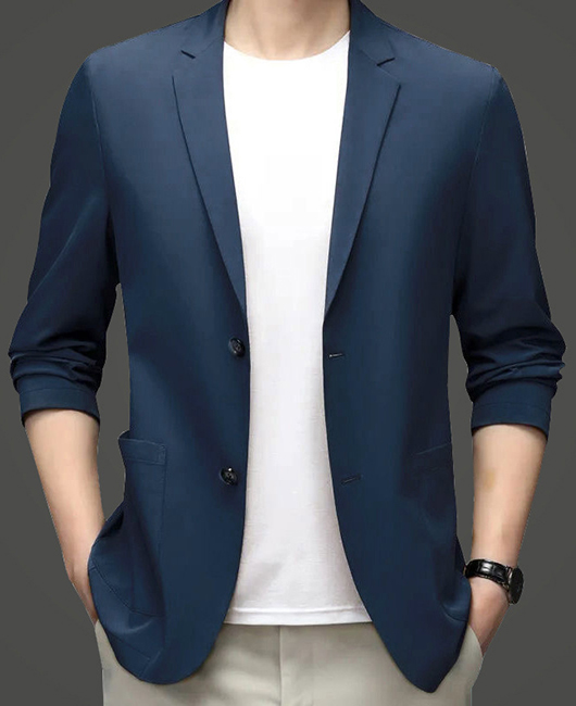 Daily Utility Pocket Notch Lapel Single Breasted Solid Blazer