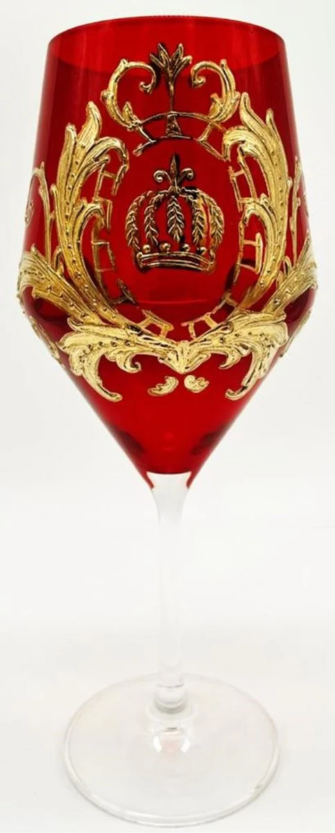 Pompöös by Luxus red wine glass set red / gold Ø 8.7 x H. 20.3 cm - wine glasses with 24 carat gold plating - Pompöös wine glasses designed by Harald Glööckler
