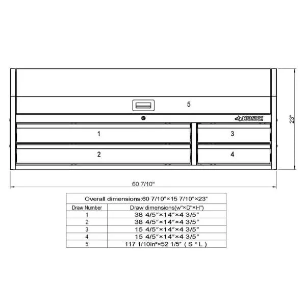 61 in. W x 15.8 in. D 4-Drawer Tool Chest with Power Strip in Black
